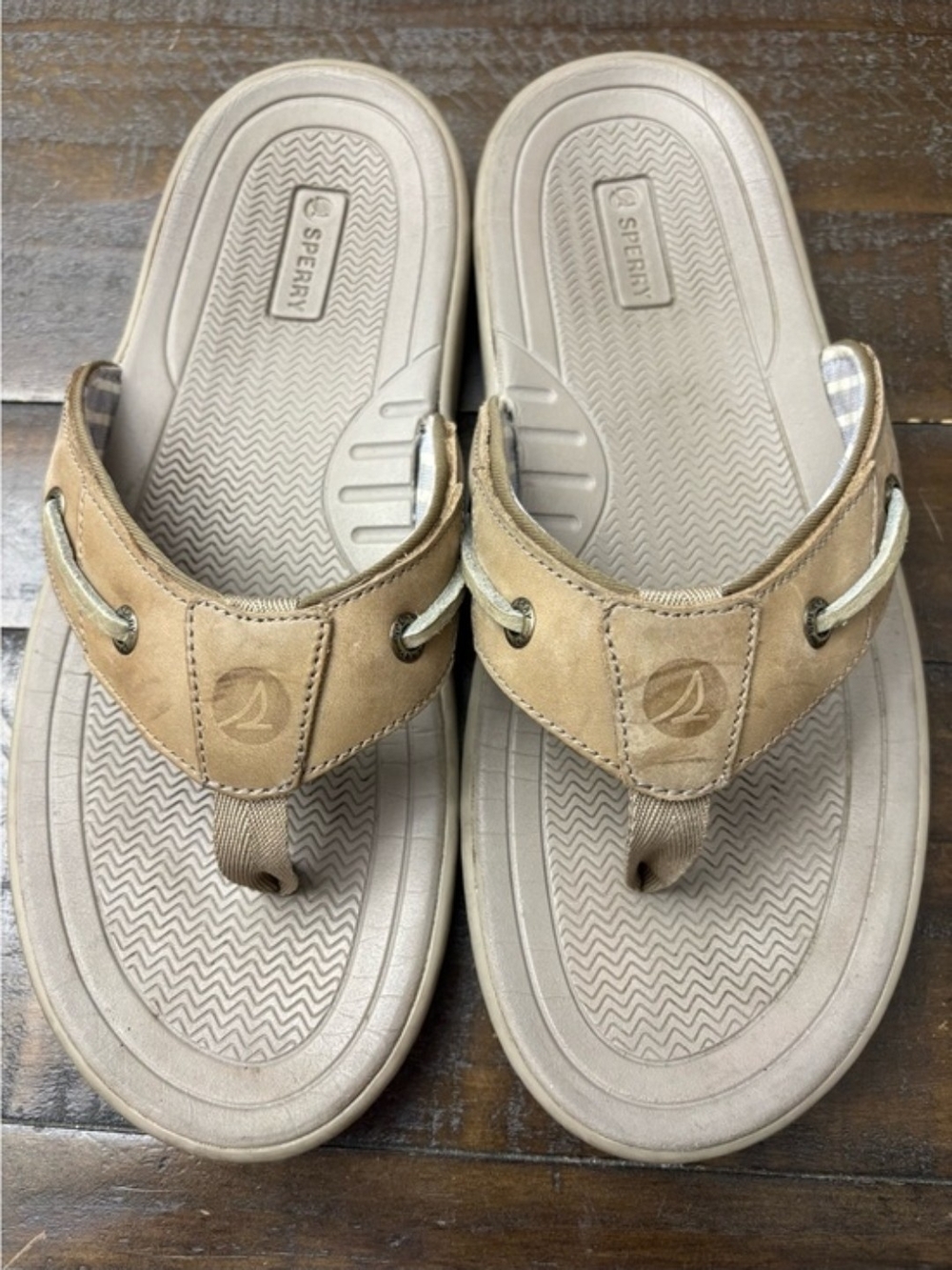 Sperry Men's Brown Leather Thong Sandals